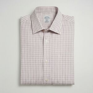 16.5 Brooks Brothers Regent Check Non-Iron Dress Shirt Red White